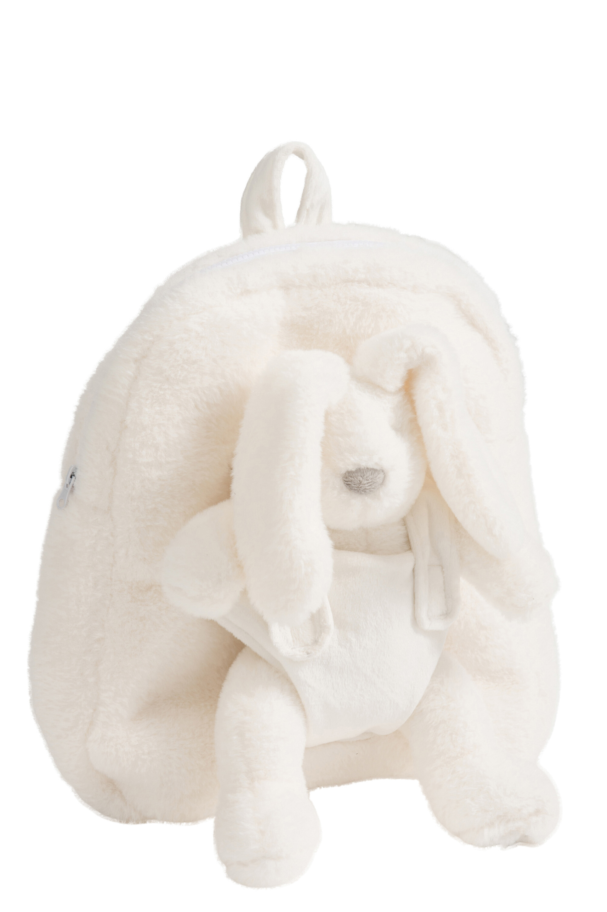 SAC A DOS+LAPIN PELUCHE BLANC