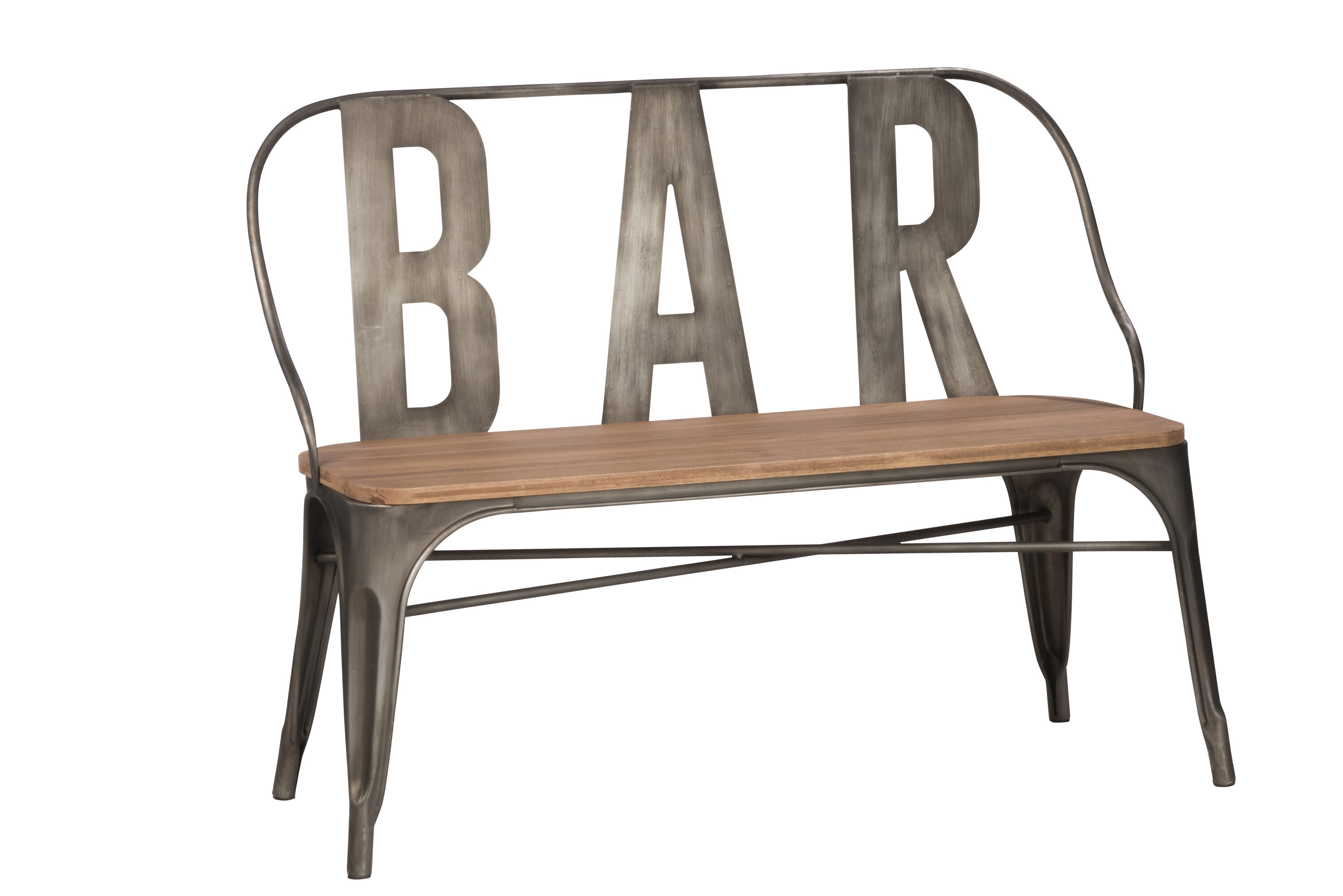 BANC BAR MET GRIS/BOIS NATUREL