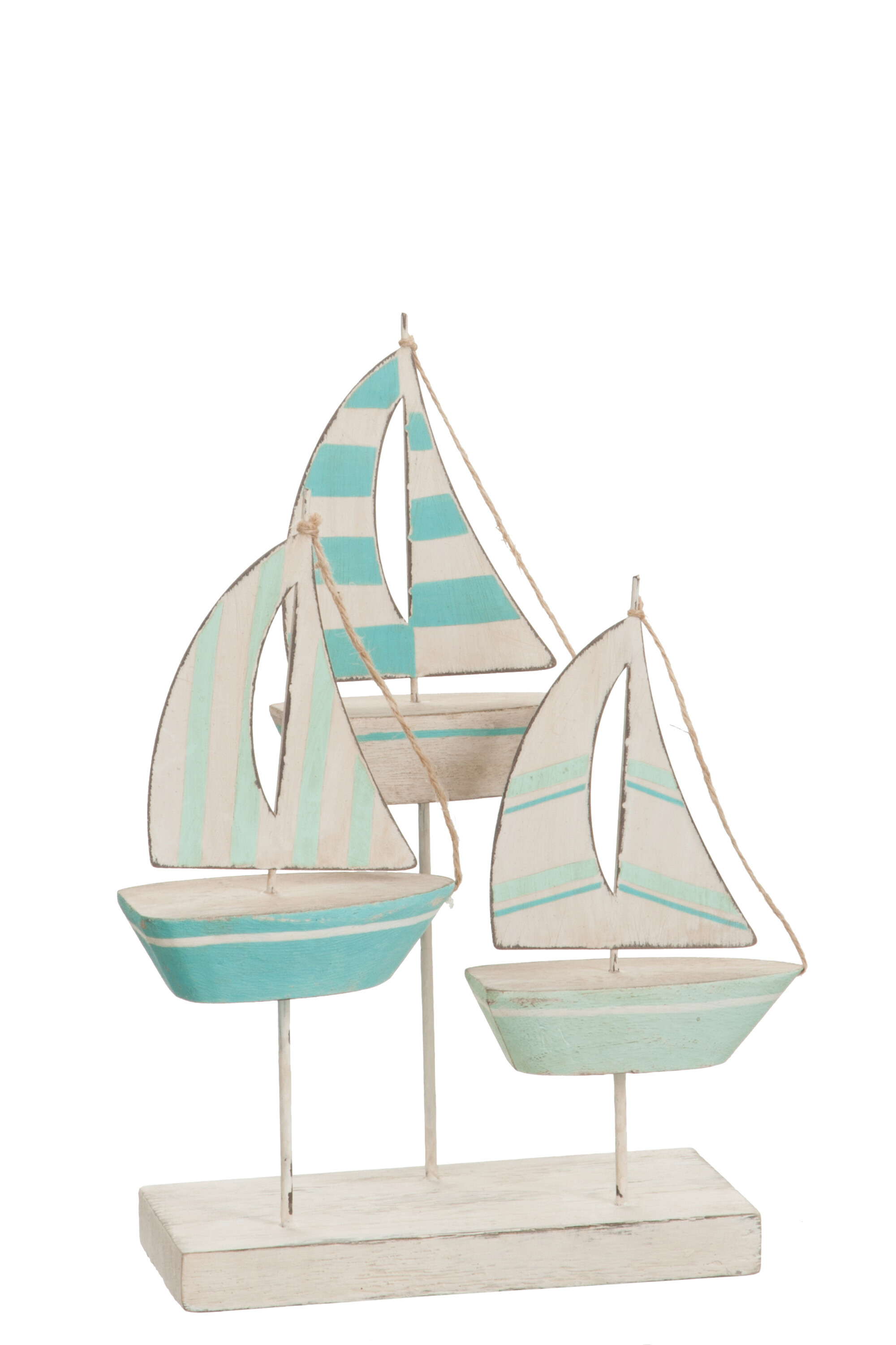 BATEAU S/PIED BOIS METAL AZUR