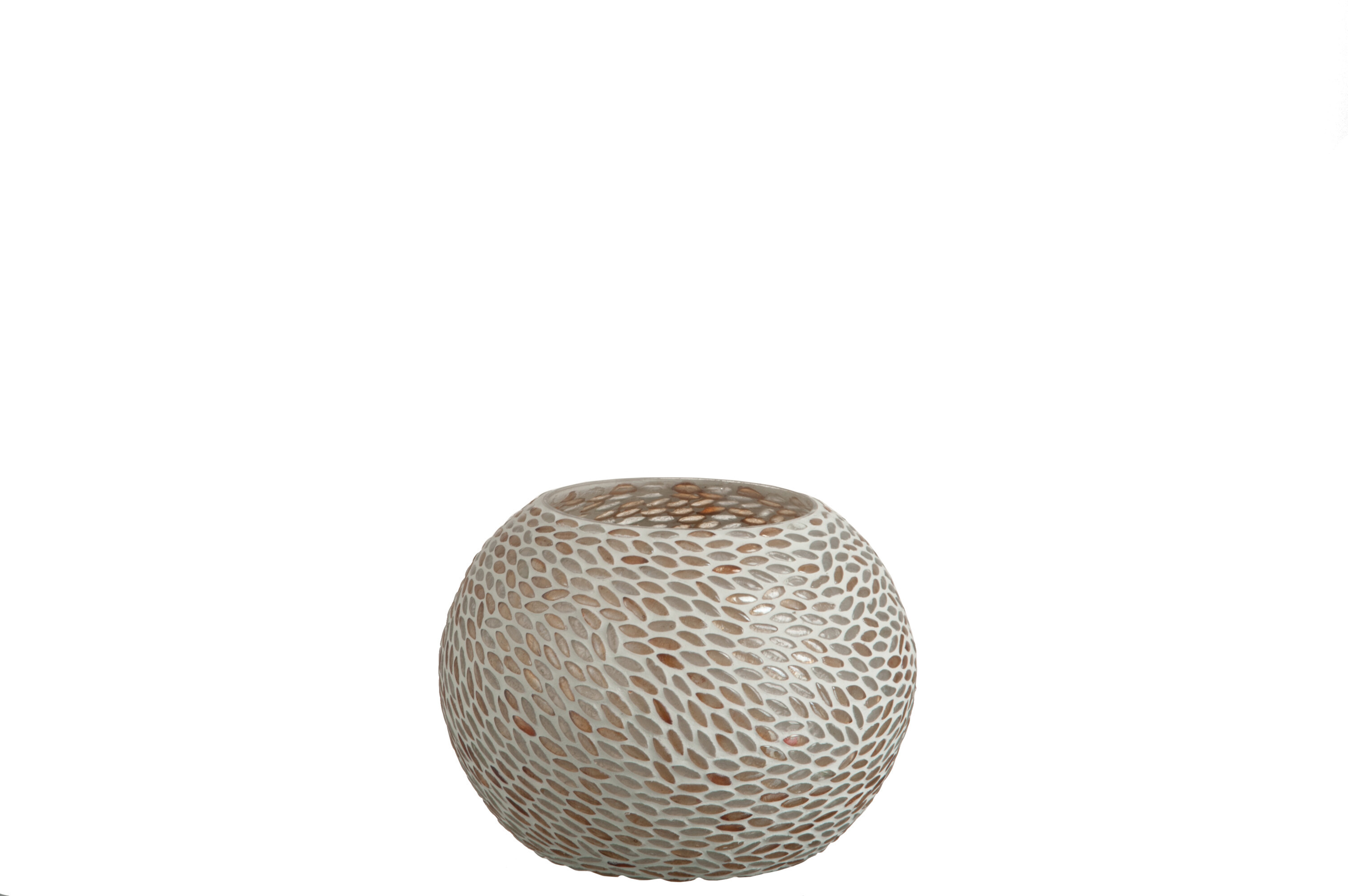 BOUGEOIR MOSAIQUE VERRE BLANC/BEIGE