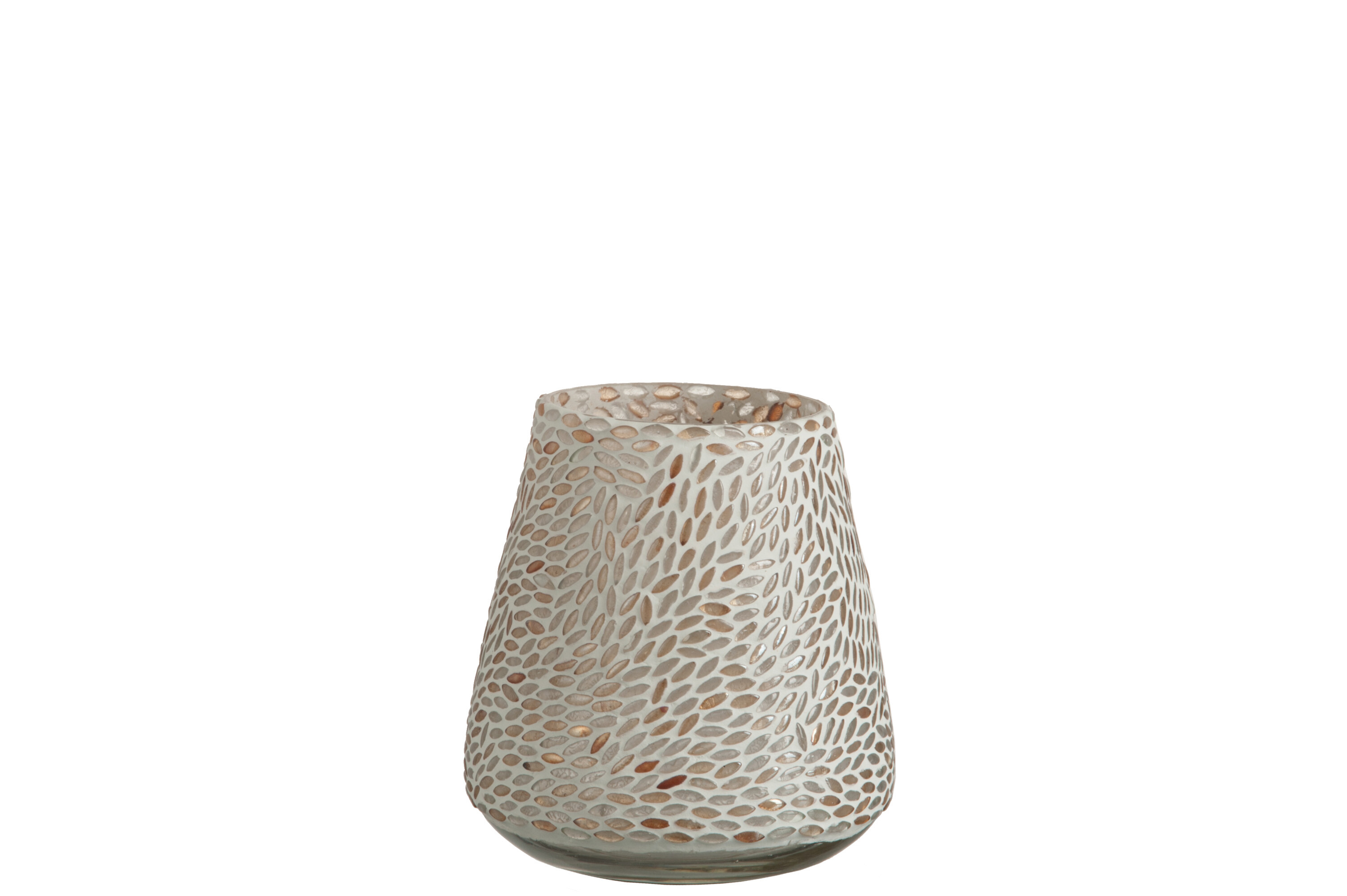 BOUGEOIR MOSAIQUE VERRE BLANC/BEIGE