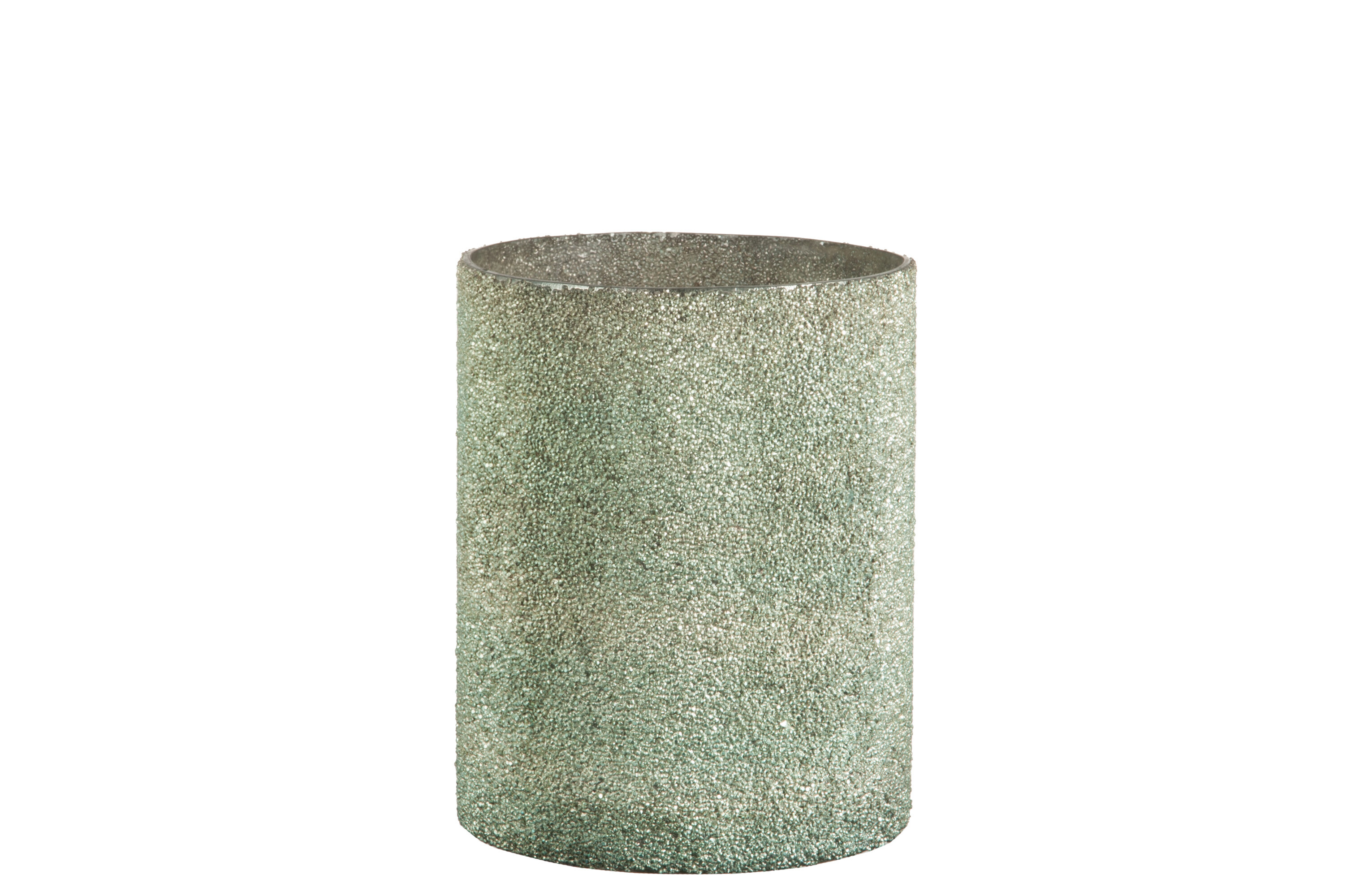 BOUGEOIR CYLINDRIQUE VERRE VERT MENTHE L