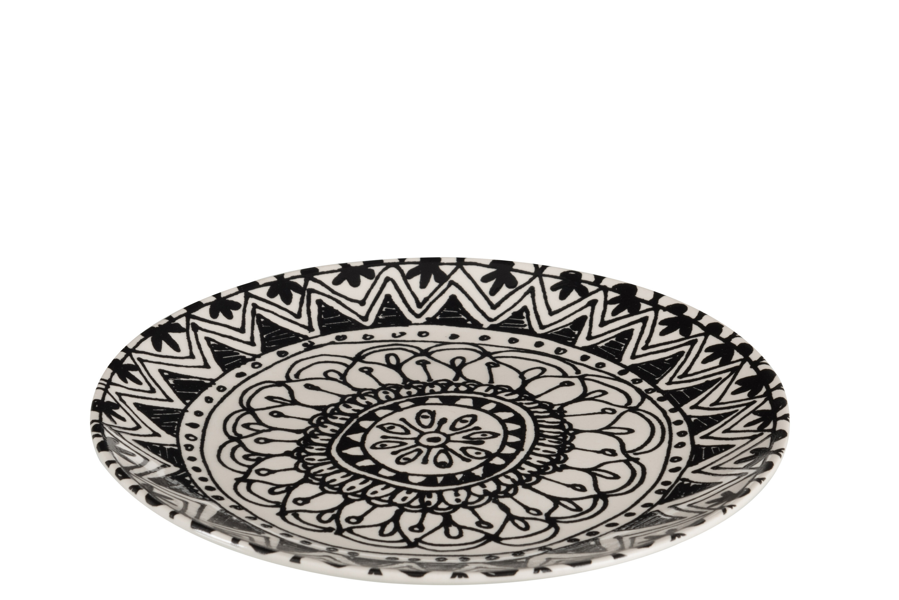 ASSIETTE MONO BOHO CER N/BLA S