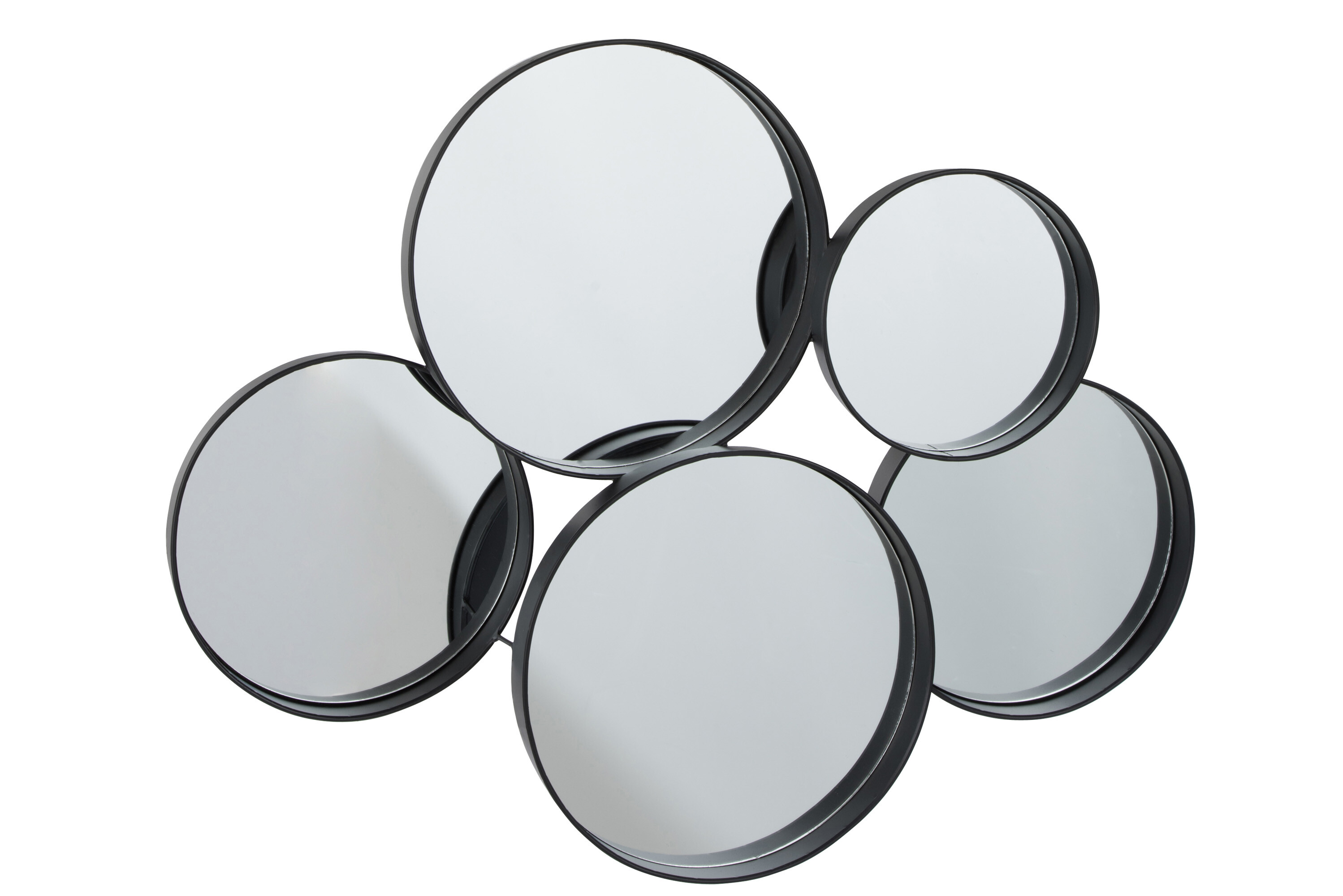 MIROIR 5P ROND ZINC/VER NOIR