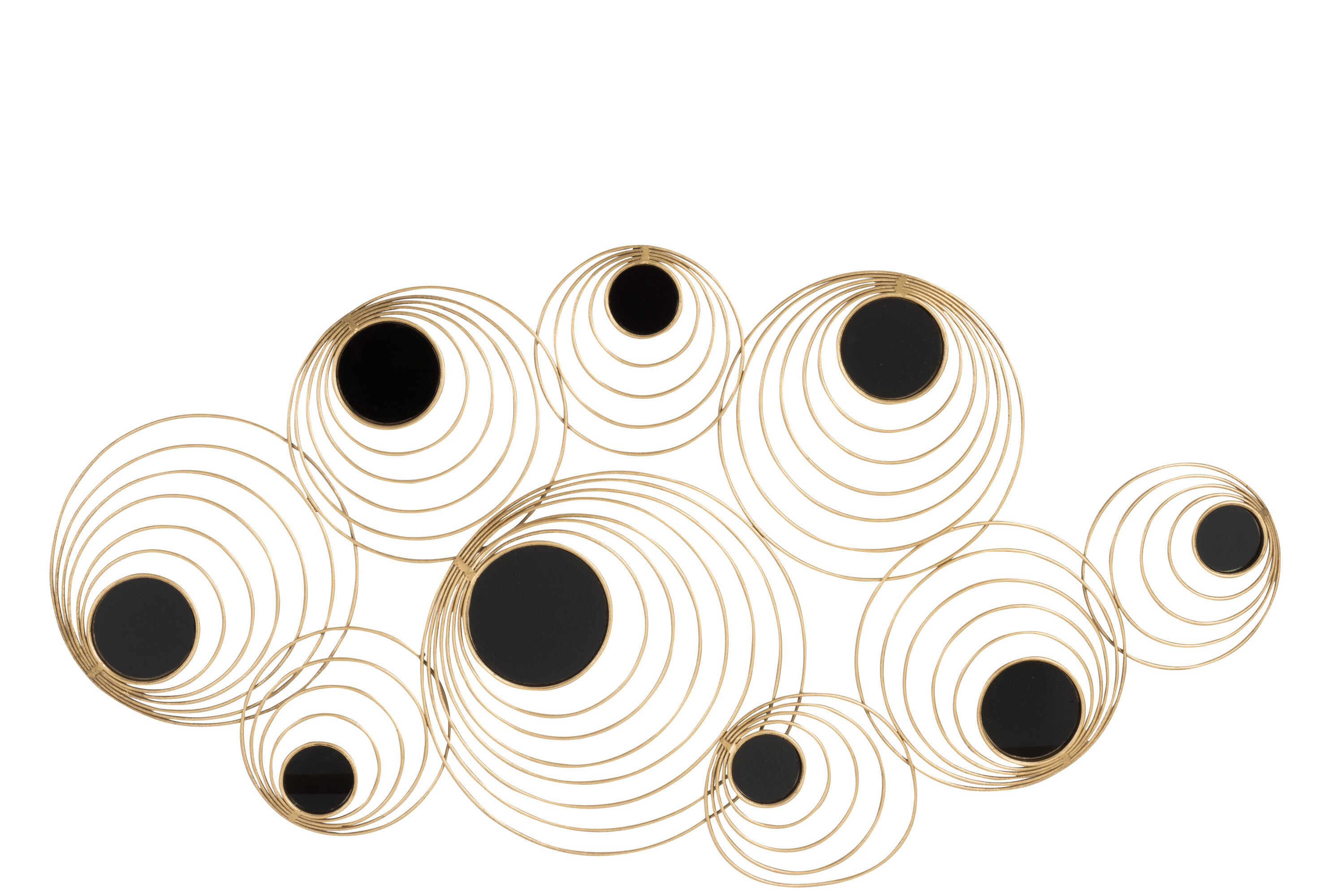 DECO MUR 9CERCLES MET/VER OR