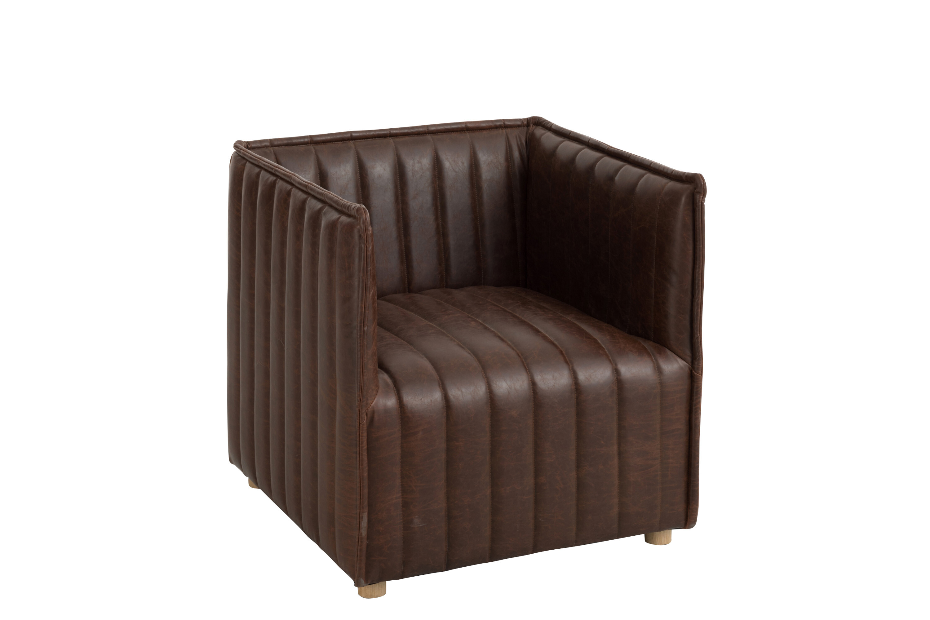 FAUTEUIL BANDES 1P CUIR MARRON