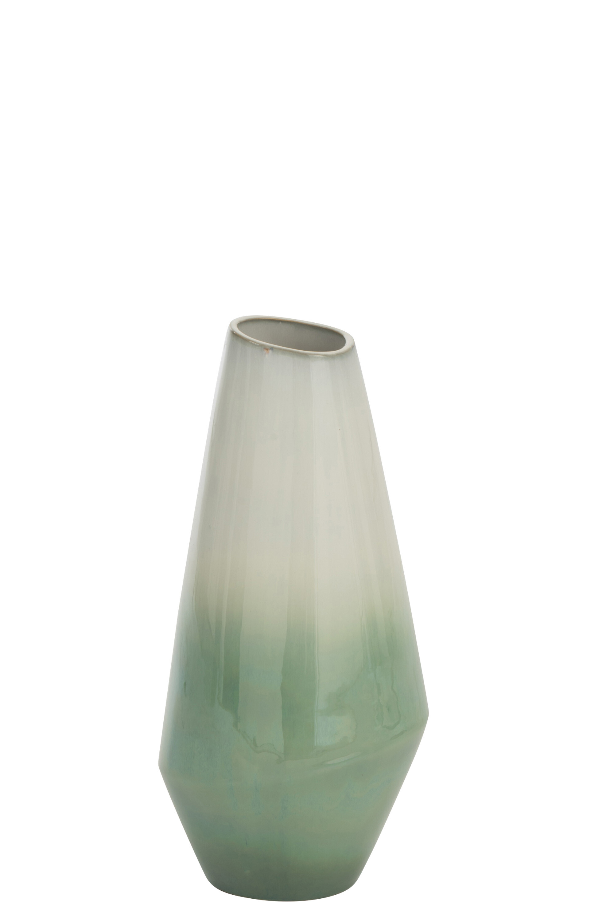 VASE BOTANIC PORC VERT/BLANC S