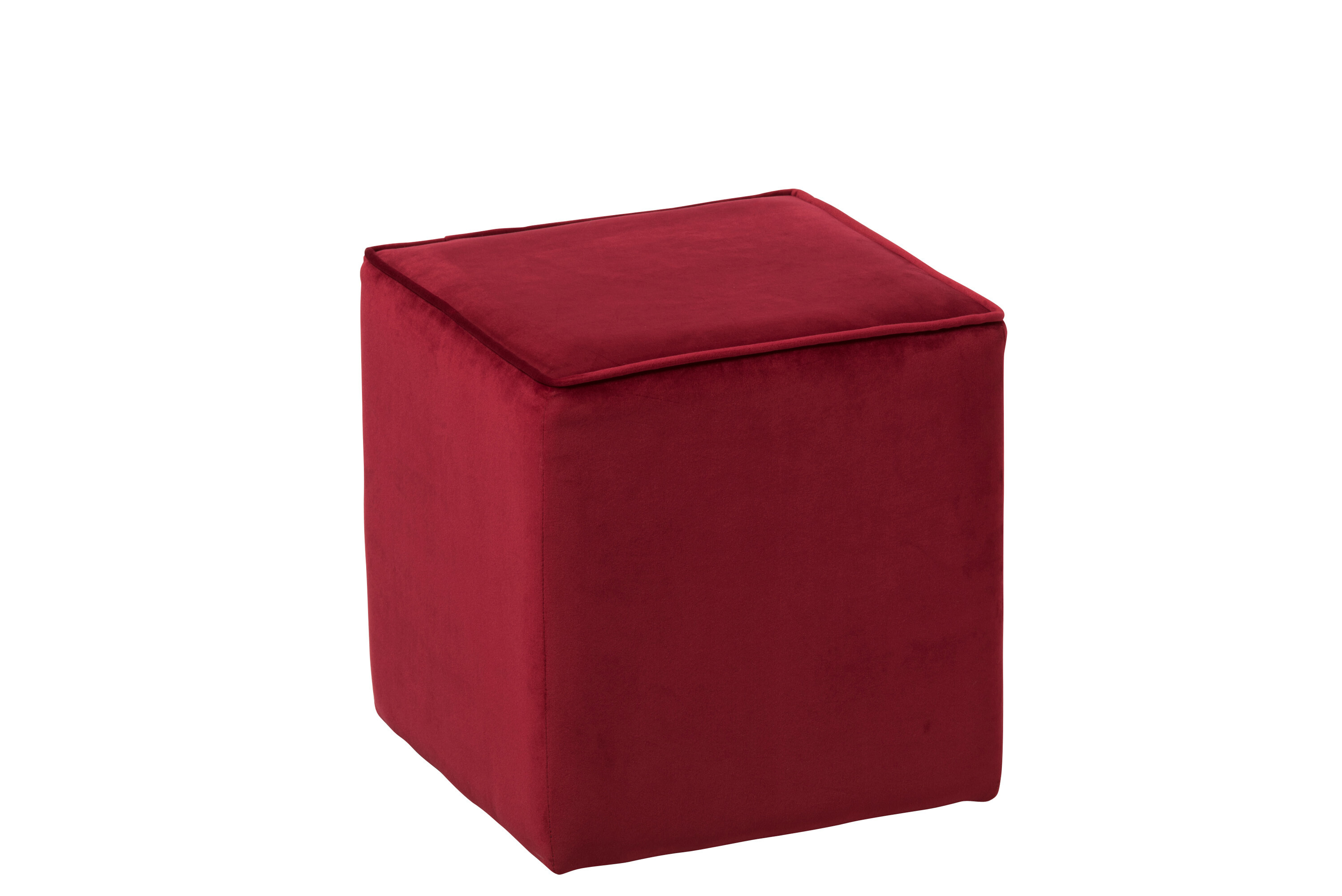 POUF CARRE VELOURS ROUGE