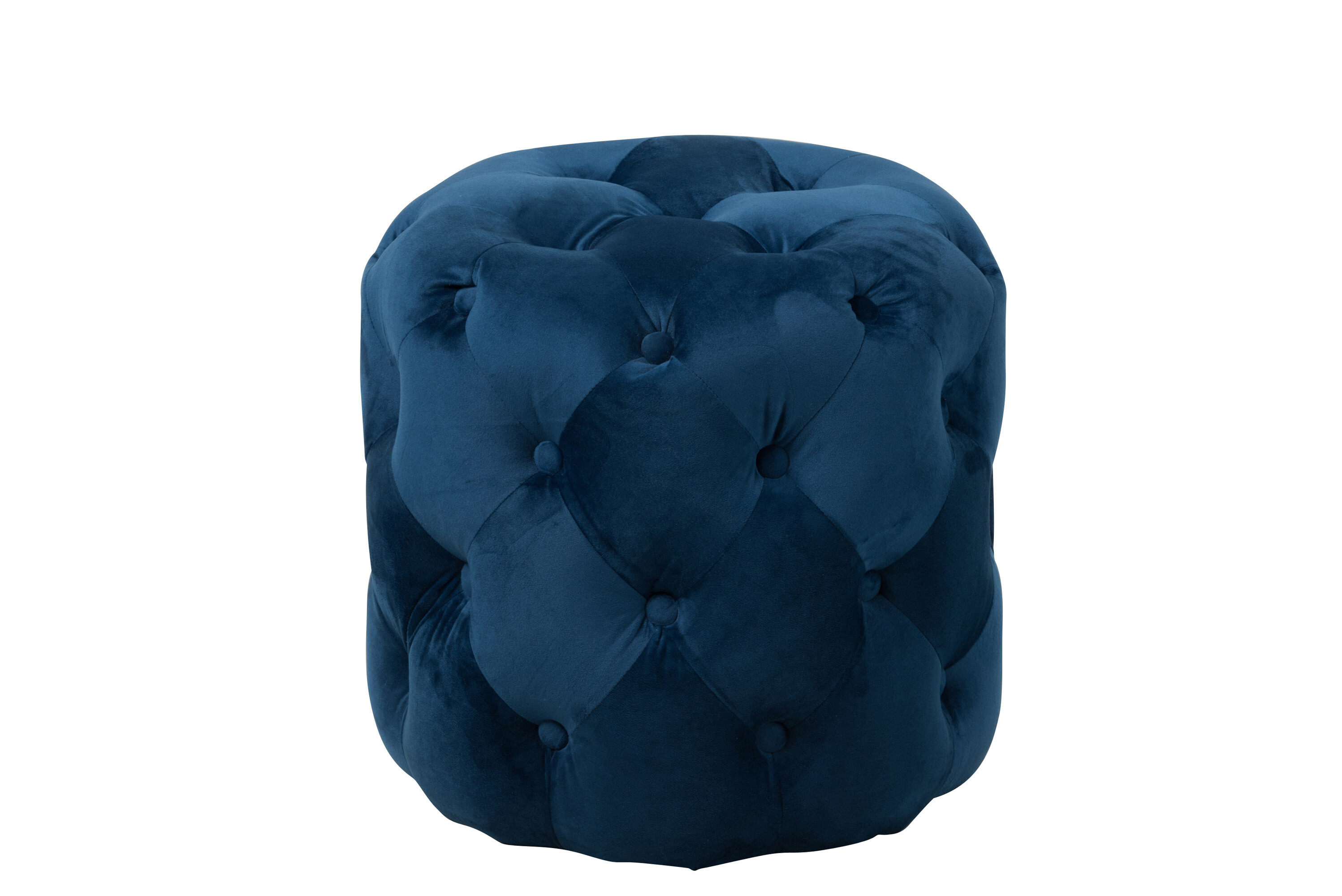 POUF BOUTONS VELOURS BLEU