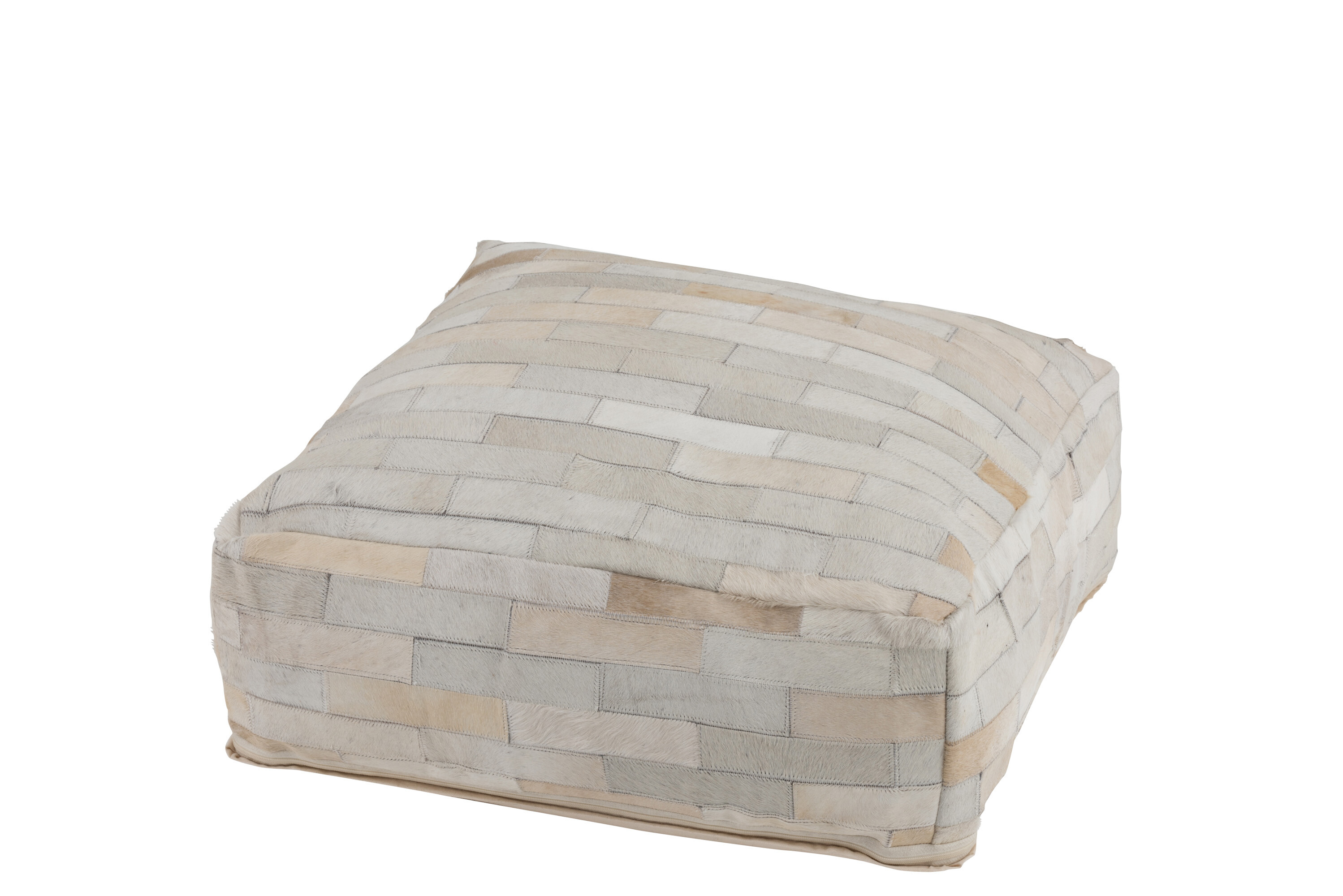 POUF NOISETTE CUIR BLANC