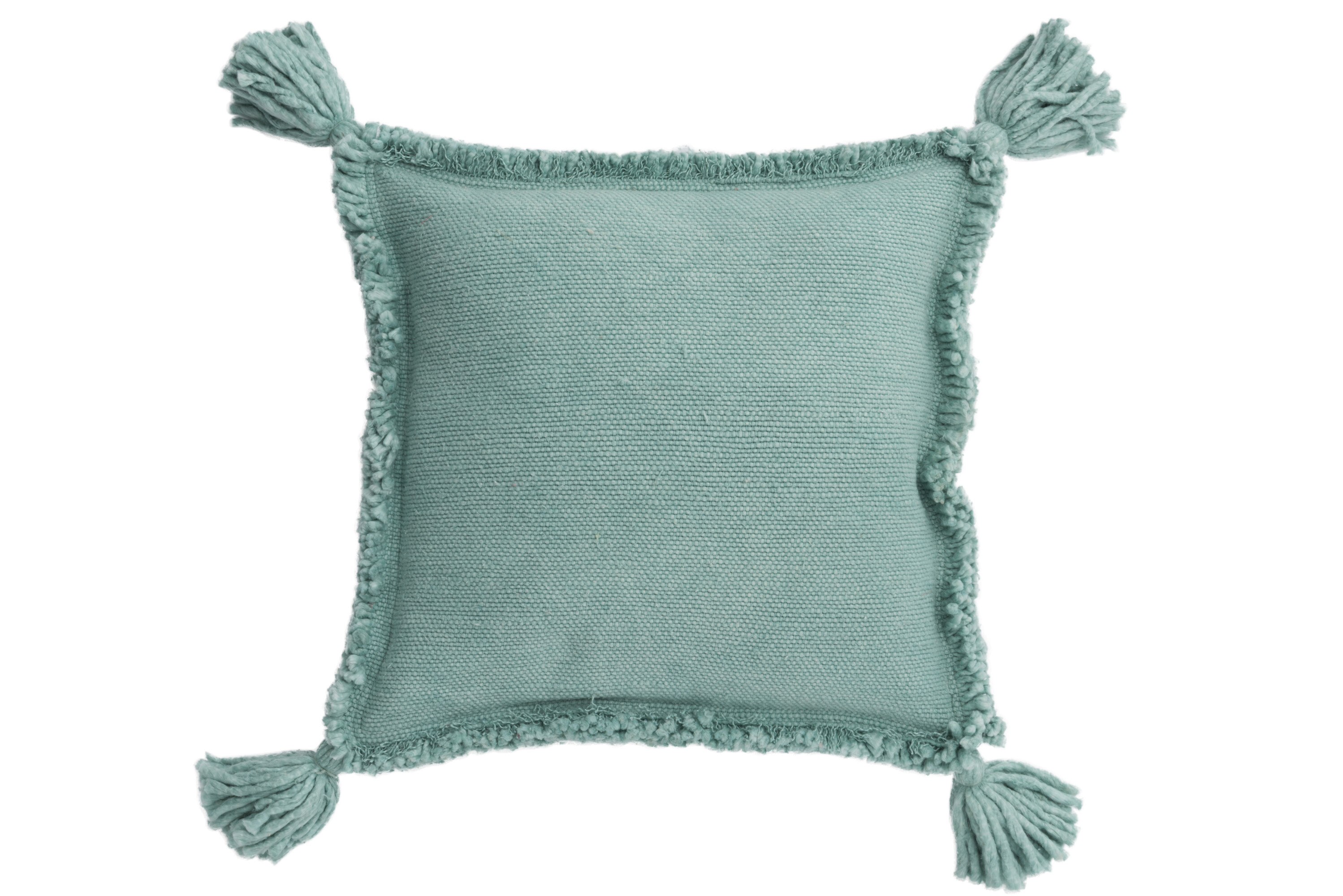 COUSSIN POMPON COT VERT CLAIR