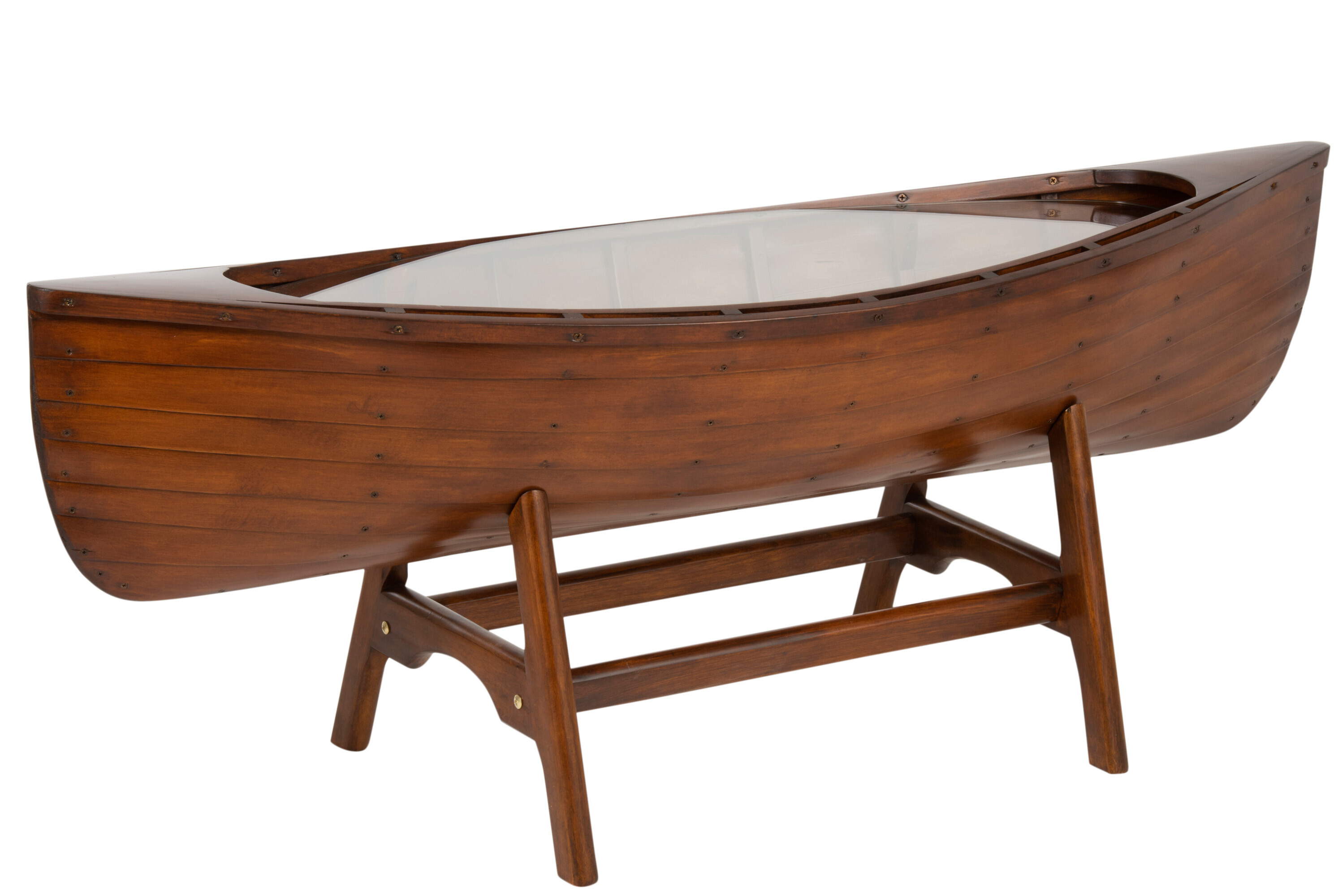 TABLE SALON BATEAU BOIS MARRON