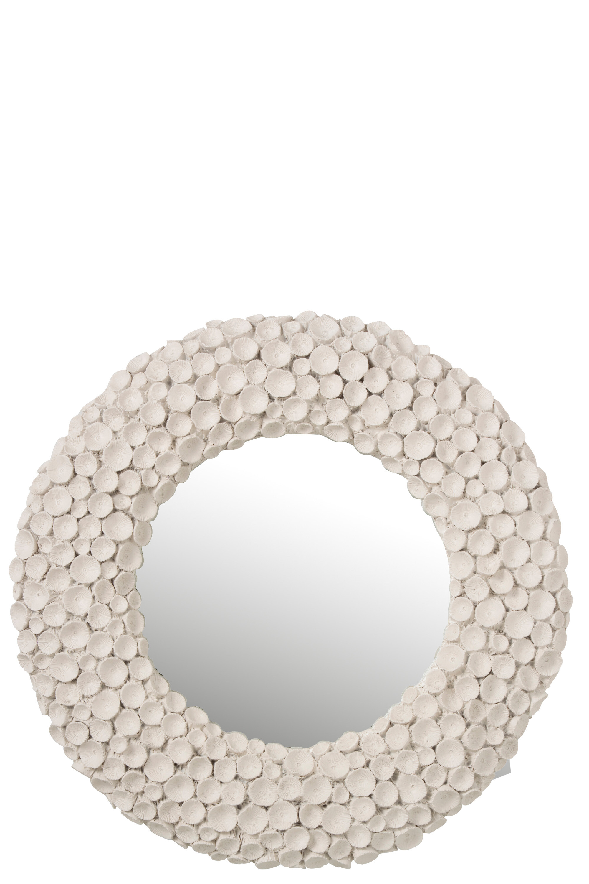 MIROIR FLEURS RESINE BLANC L