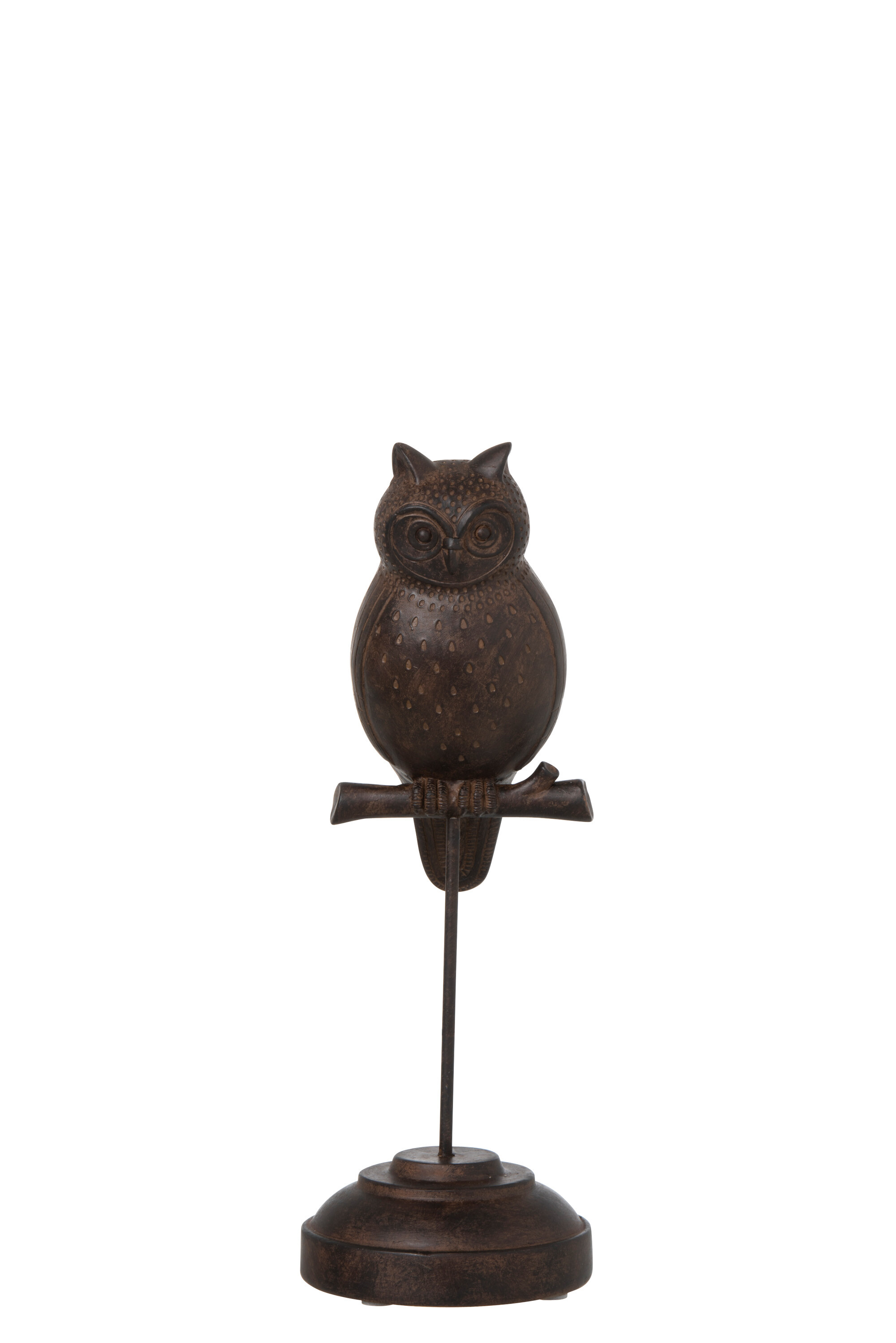 HIBOU S/PIED RESINE MARRON S