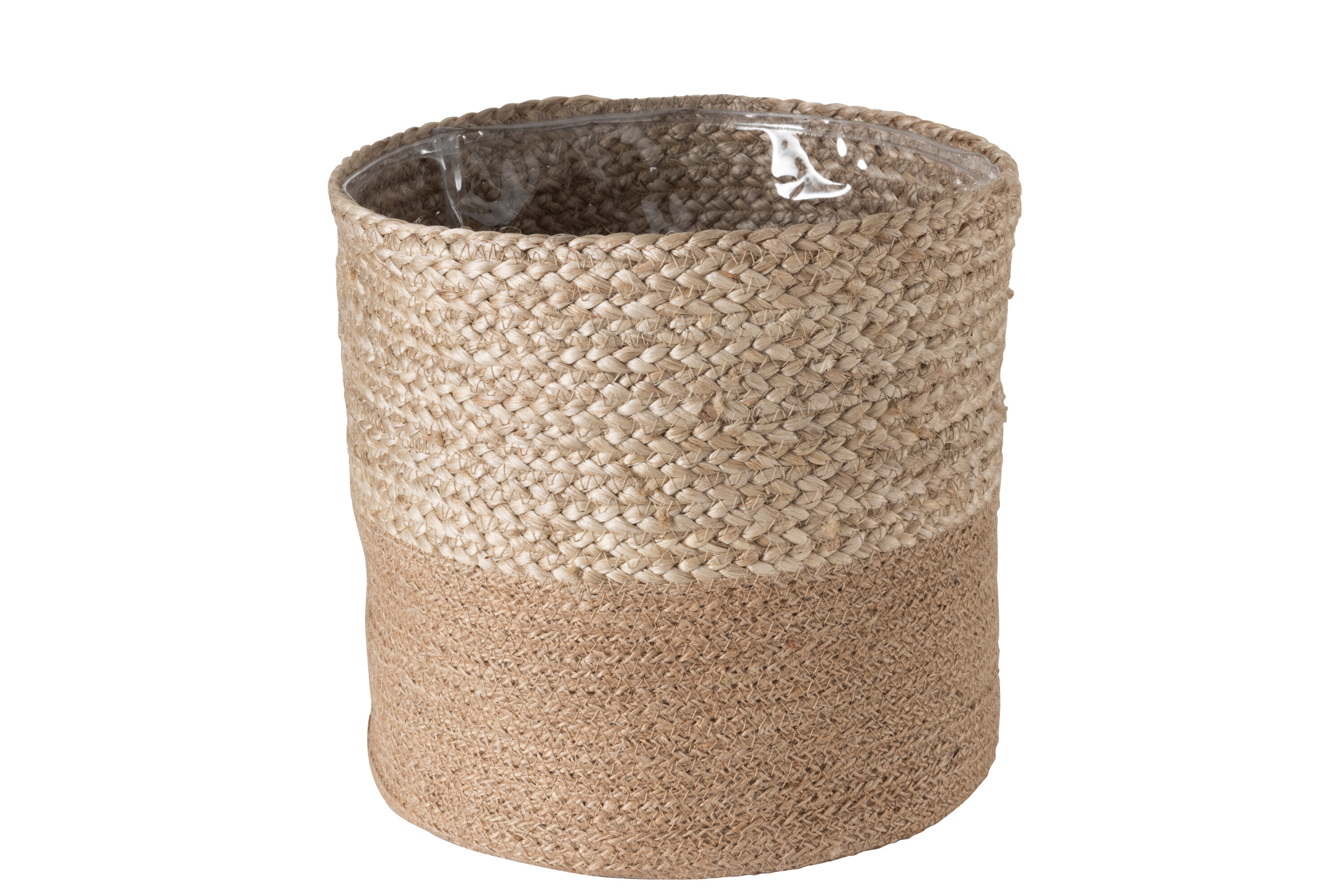 CACHEPOT CYL JUTE BLA/NAT L