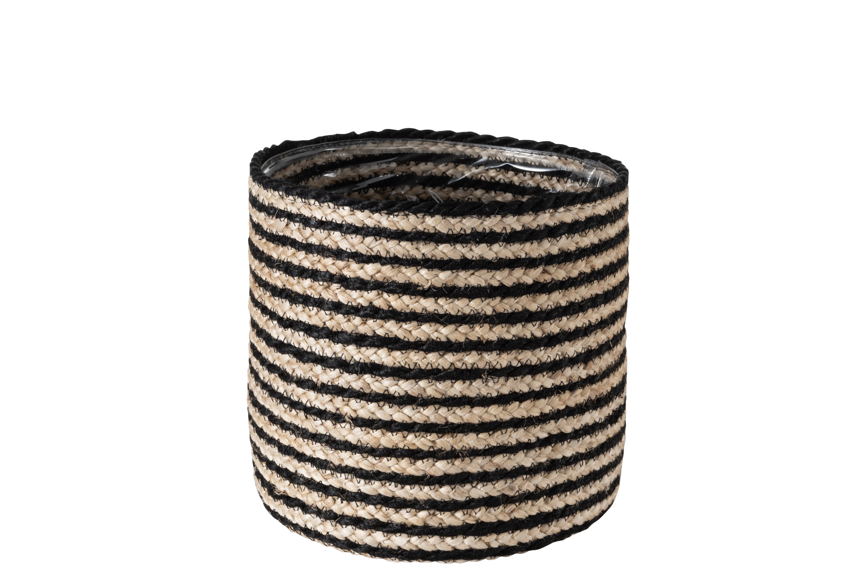 CACHEPOT CYL JUTE NOIR NAT L