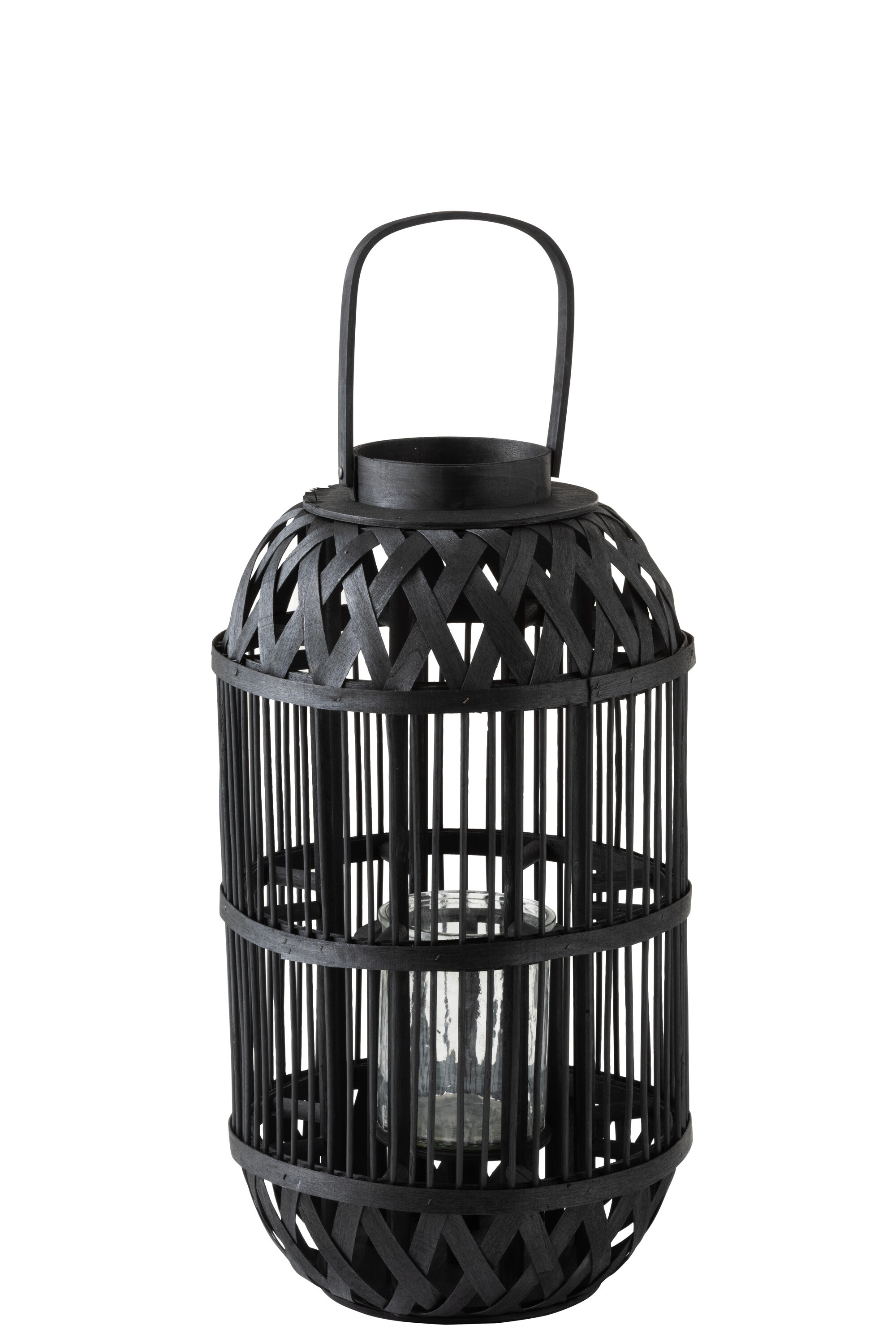 LANTERNE CYL BAMBOU NOIR L