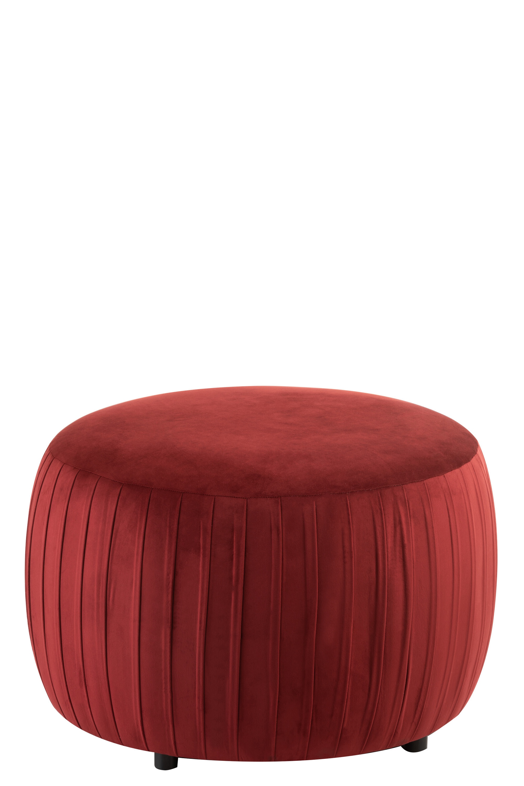 POUF ROND VELOURS BORDEAUX